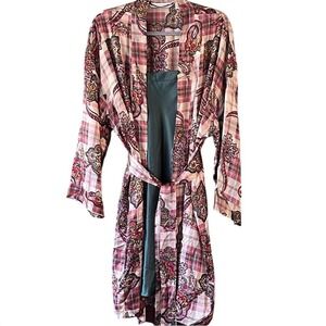 Victoria's Secret Silk Vintage Pink Heart Label Robe and Nightie Set 1996 Size L